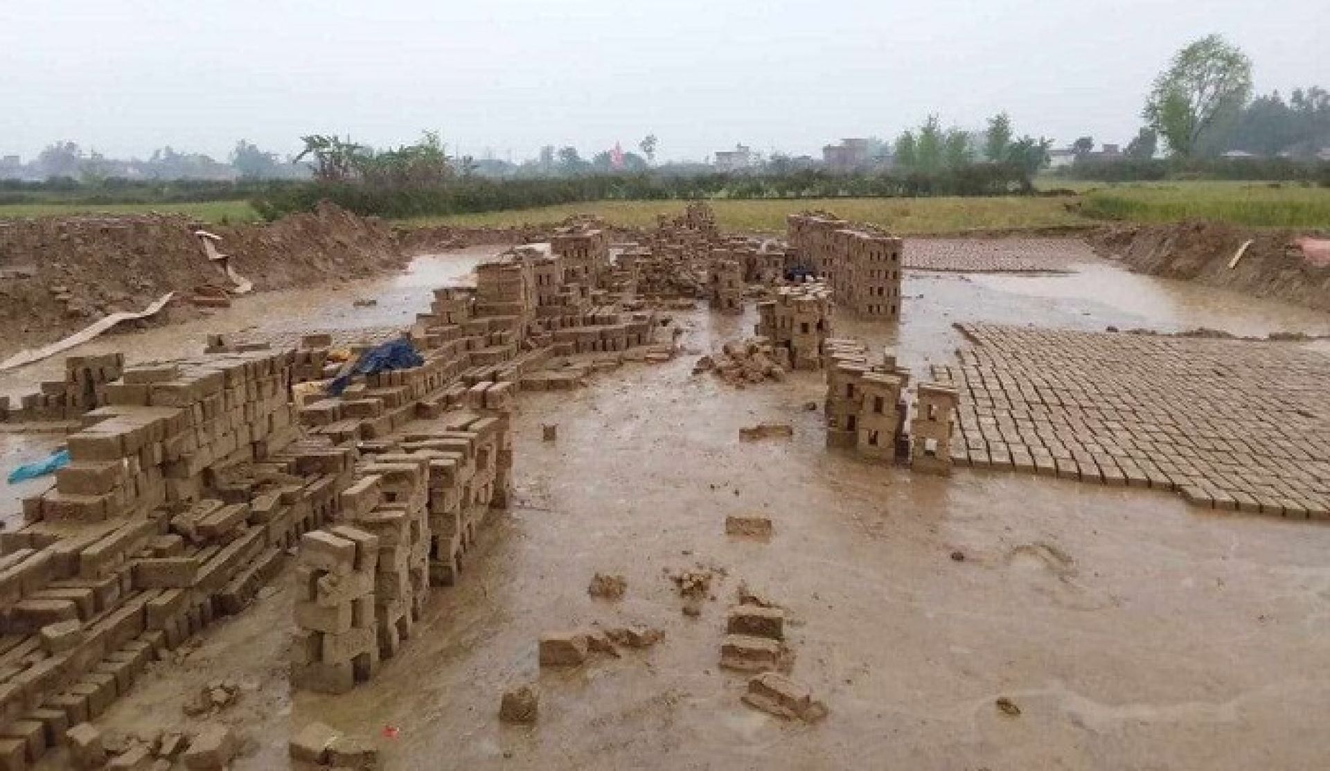 असिना पानीले पाँच करोडको ईंट्टा भिजेर नष्ट